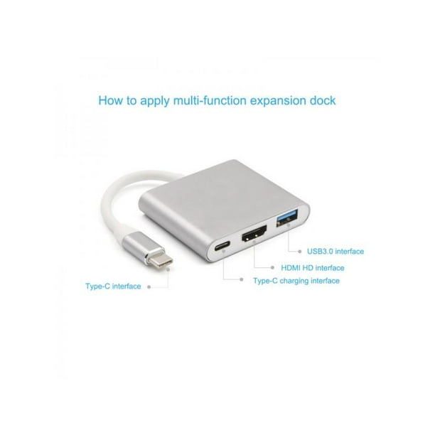 Type C USB 3.1 to USB-C 4K HDMI USB 3.0 Adapter Cable 3 in 1 Hub For Macbook Pro